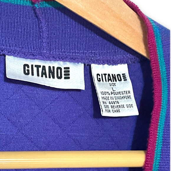 Vintage Gitano Purple Floral Quilted Button Up Cardigan Women’s Size Large - Picture 5 of 6